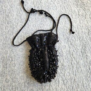 Vintage Lancome Black Beaded Bag/Evening Bag/Cocktail Purse